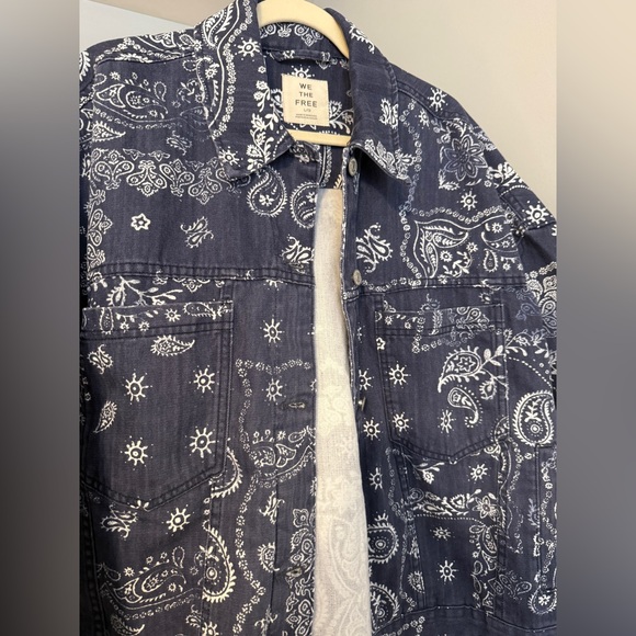 BRAND NEW Free People Opal Swing Printed Denim Jacket - Picture 12 of 12
